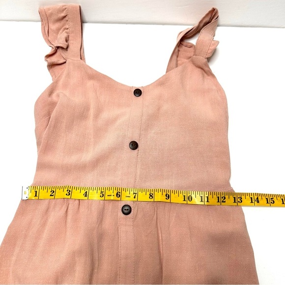 Women’s Monteau Los Angeles Ruffled Sleeve Button Dress Linen Blend Blush Size M - Picture 10 of 10